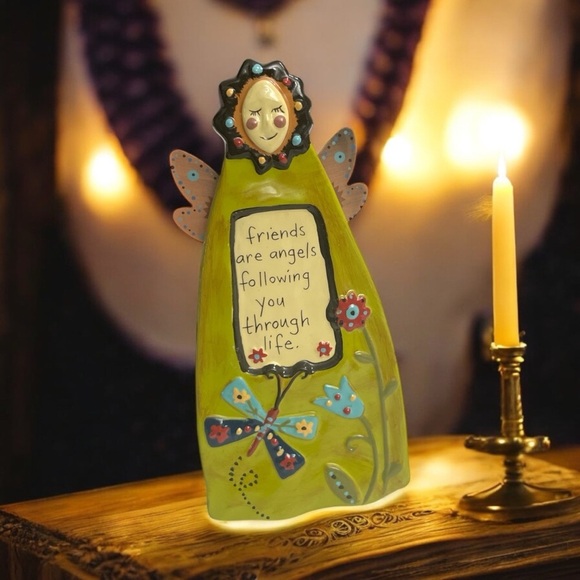 Natural life “ friends are angles following you”Ceramic Figurine Stand 6.5” - Picture 1 of 9
